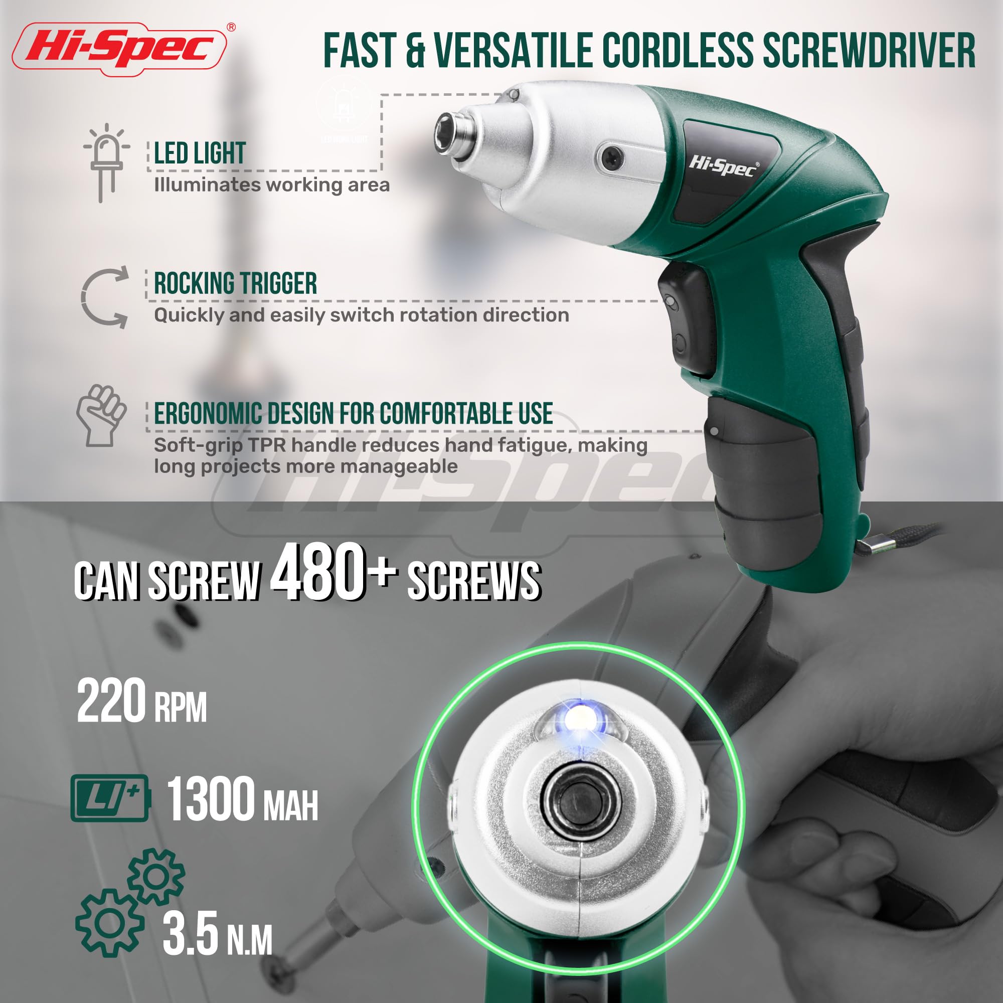 Hi-Spec Cordless Screwdrivers visseuse 3,6V rose+vert 2x19 pcs