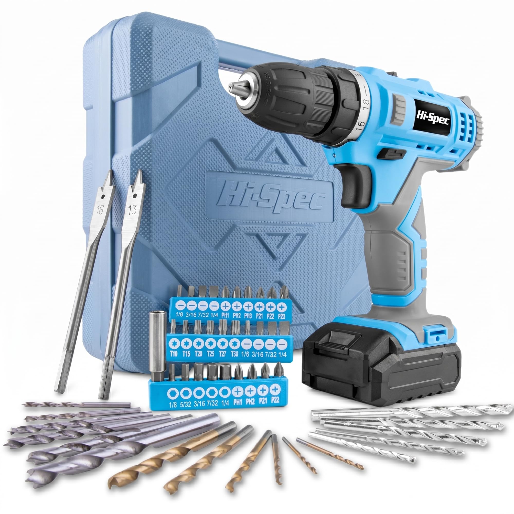 Hi-Spec Drill Drivers perceuse 12V bleue 50 pièces