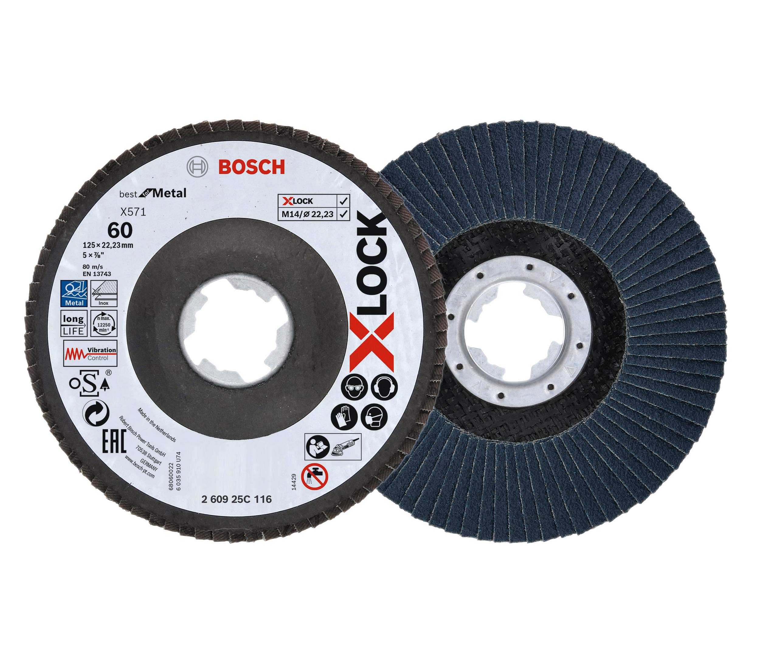 Bosch X571 disque à lamelles métal 125 mm grain 40 lot 2