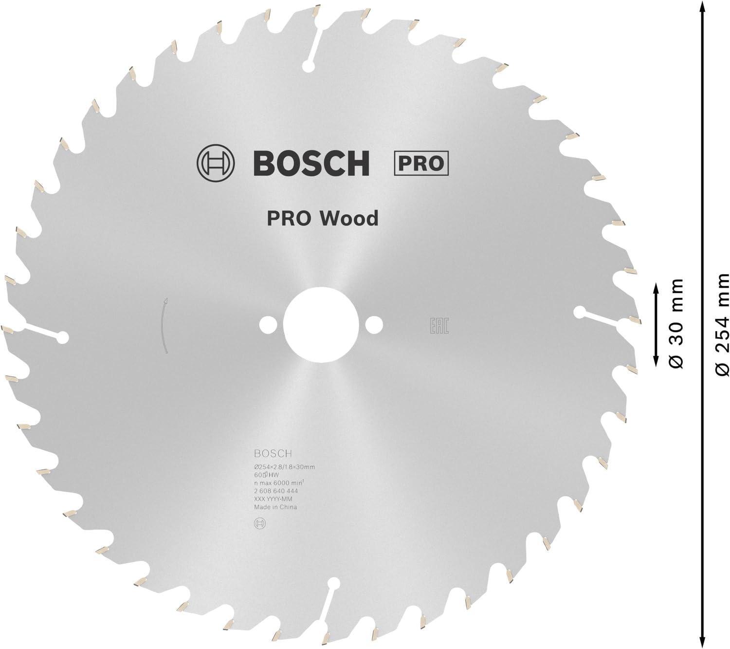 Bosch PRO Wood Lame circulaire 254x30 mm 60 dents bois