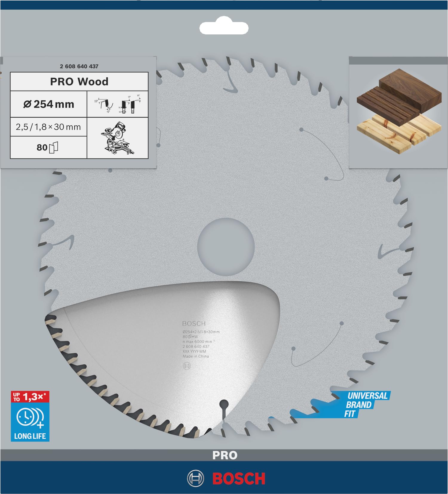 Bosch Pro Wood 254 x 30 mm 80 dents lame circulaire bois