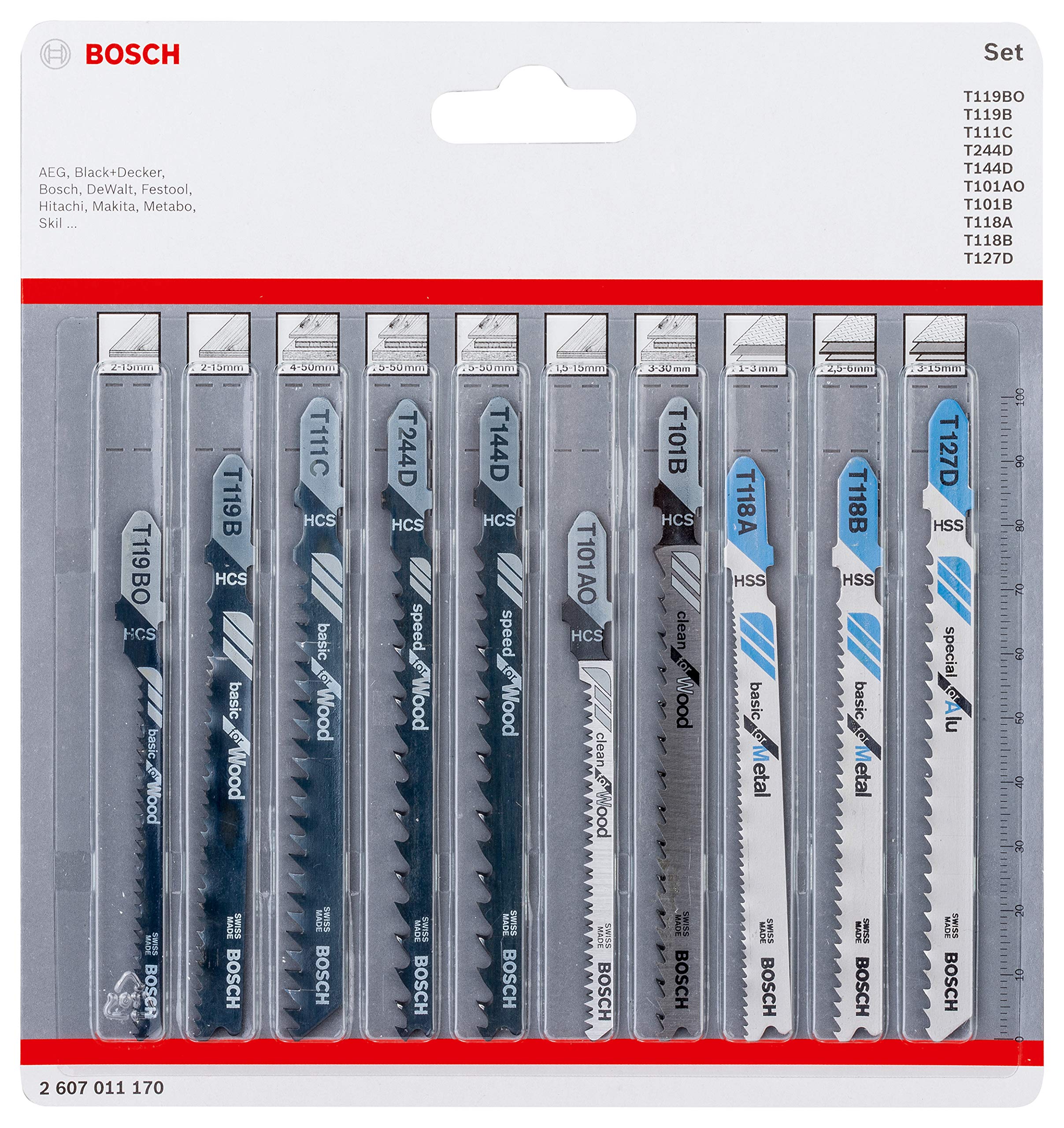 Bosch 2607011170 Lame Scie Sauteuse Bois Métal x10