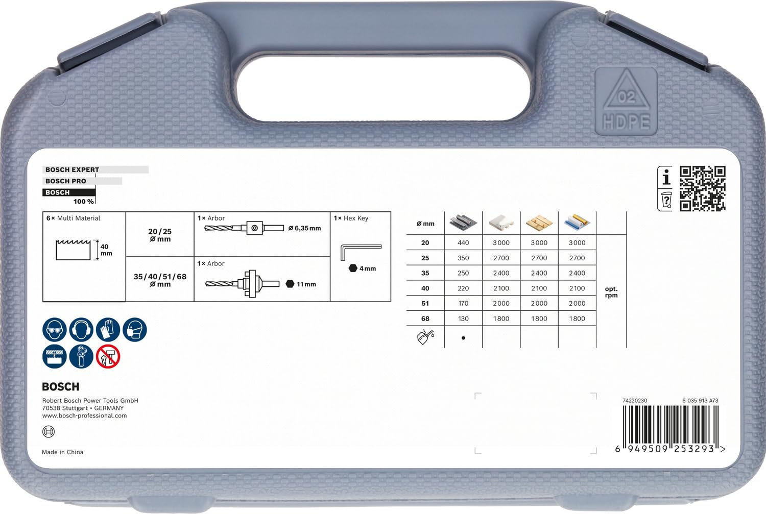 Bosch Multi Material Coffret scies trépans 9 pièces bois métal