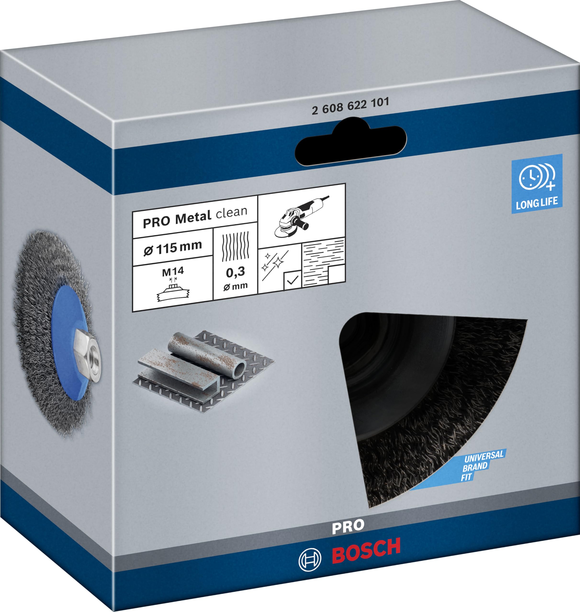 Bosch PRO Steel Brosse conique M14 Ø115 mm acier