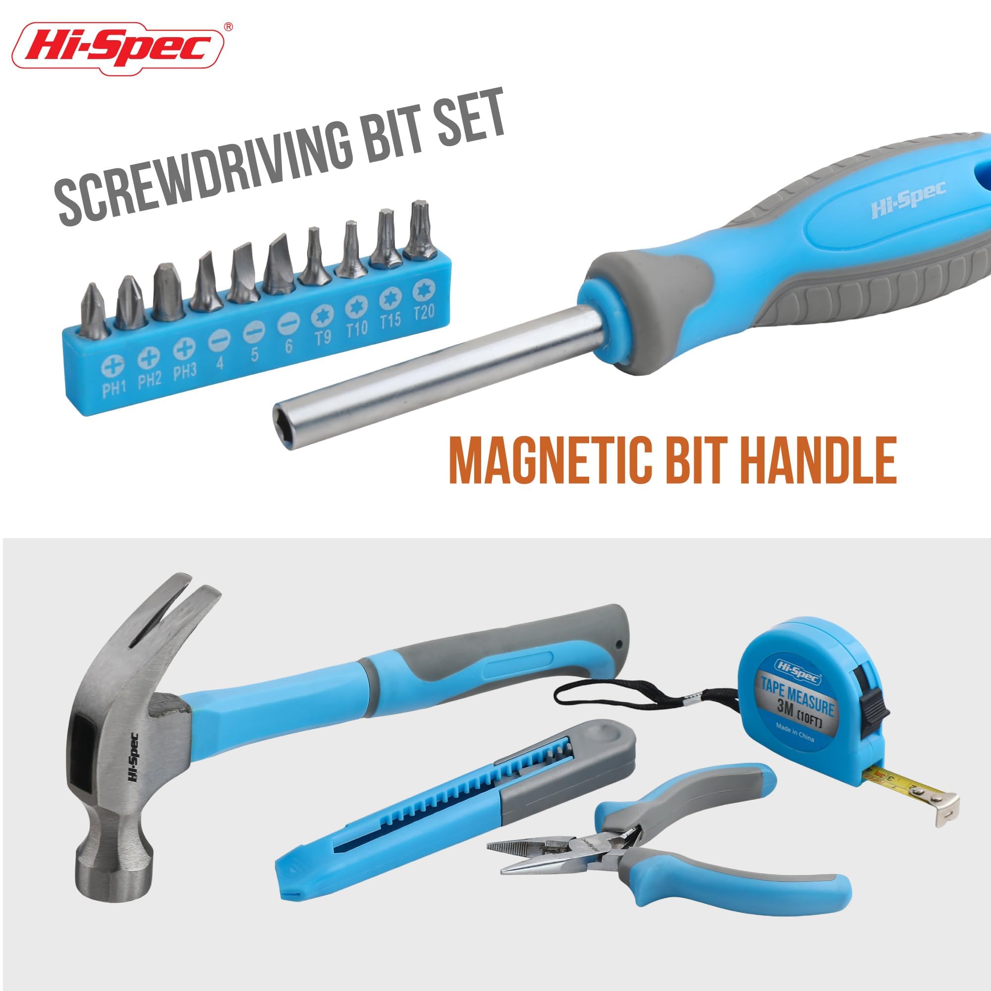 Hi-Spec Kit outils bleu 16 pièces sac maison