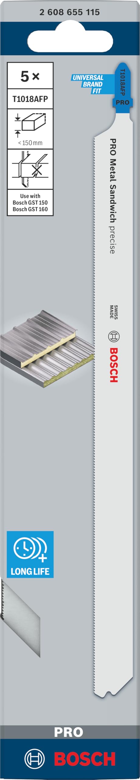 Bosch PRO T1018AFP lame scie sauteuse 5 pcs 250 mm