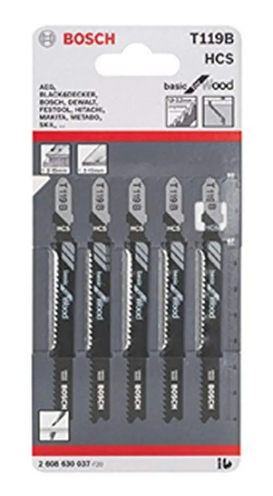 Bosch T119B Lame Scie Sauteuse Bois x5 Droite