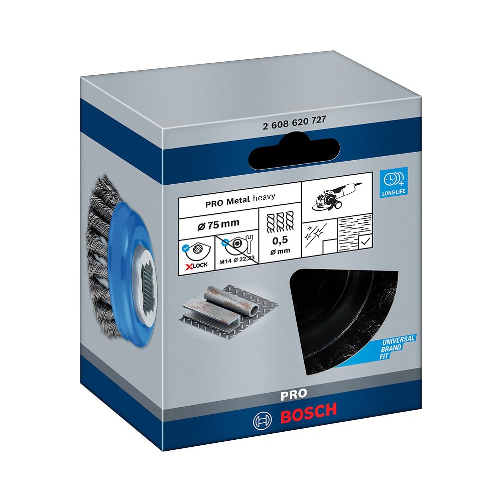 Bosch Pro Brosse Boisseau 75 mm Acier X-Lock Fils Torsadés
