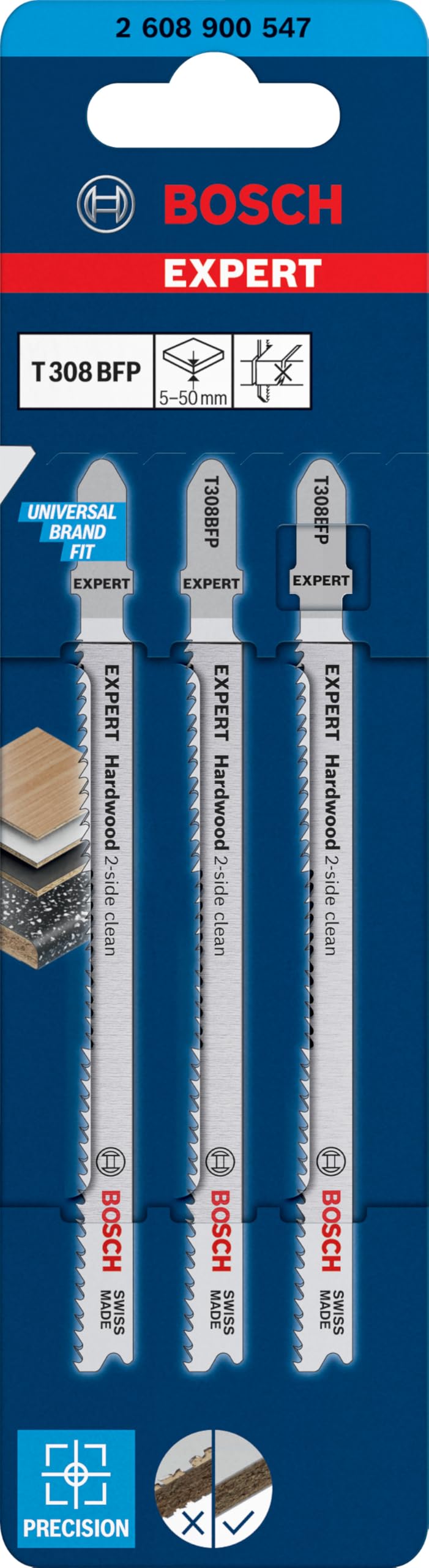 Bosch EXPERT T308BFP lame scie sauteuse bois dur 3 pièces