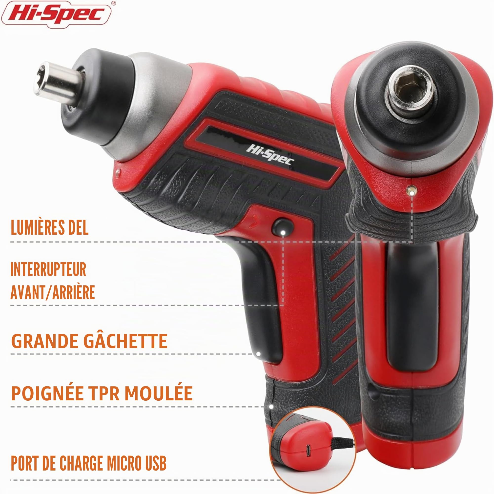 Hi-Spec Cordless Screwdrivers visseuse 3.6V rouge