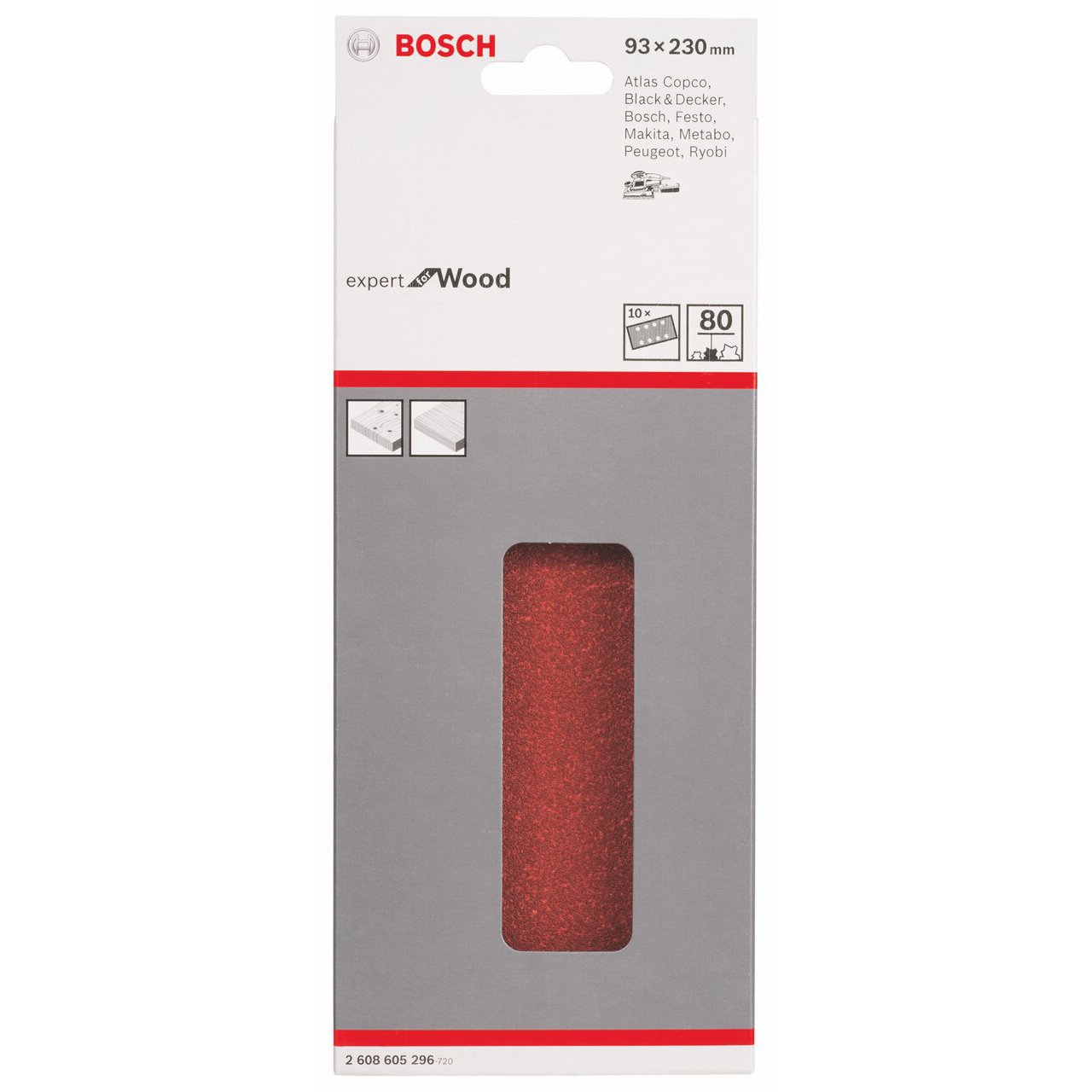 Bosch C430 feuille abrasive 93x230 mm grain 80 lot 10