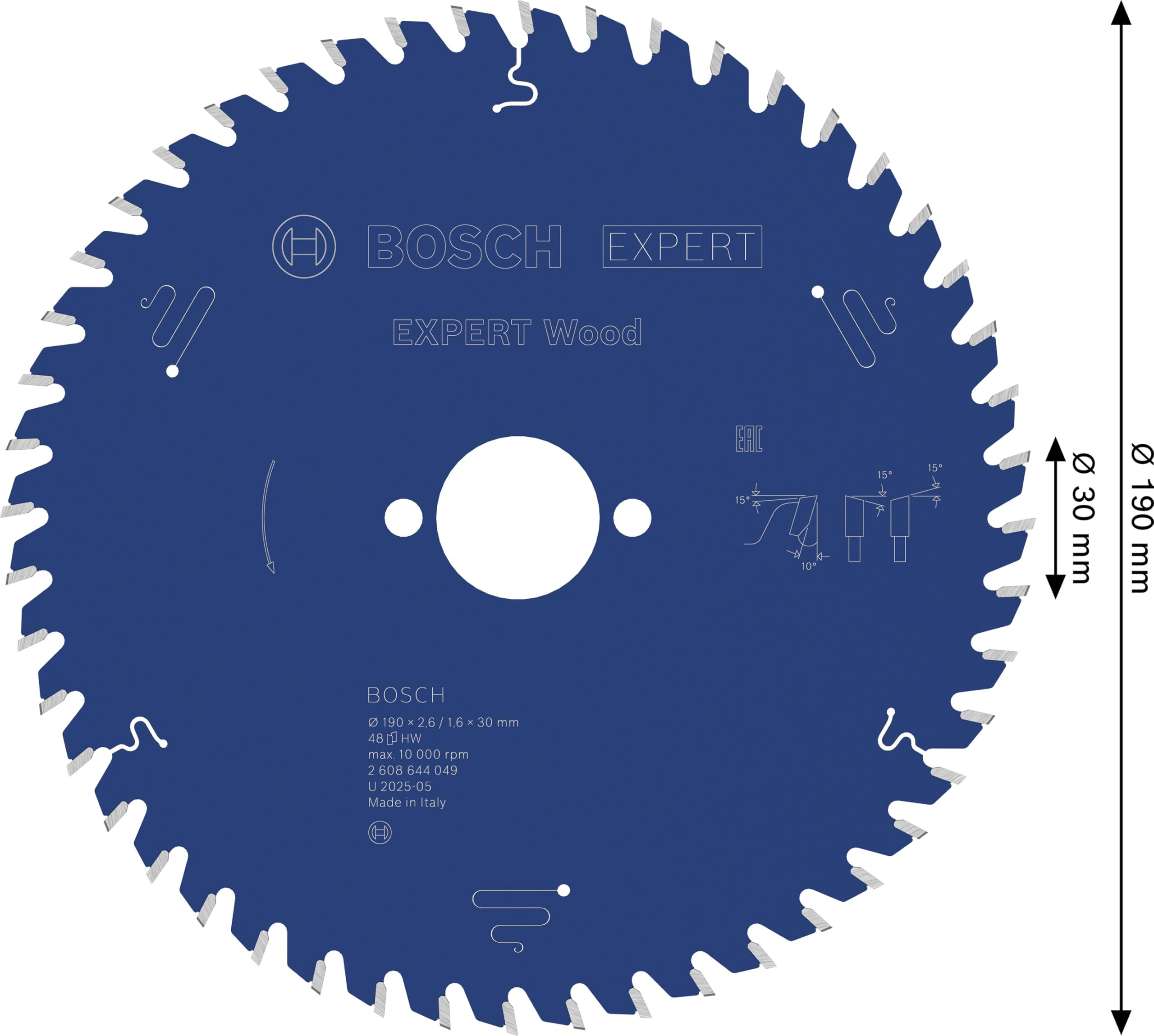 Bosch EXPERT Wood lame scie 190 mm 48 dents bois
