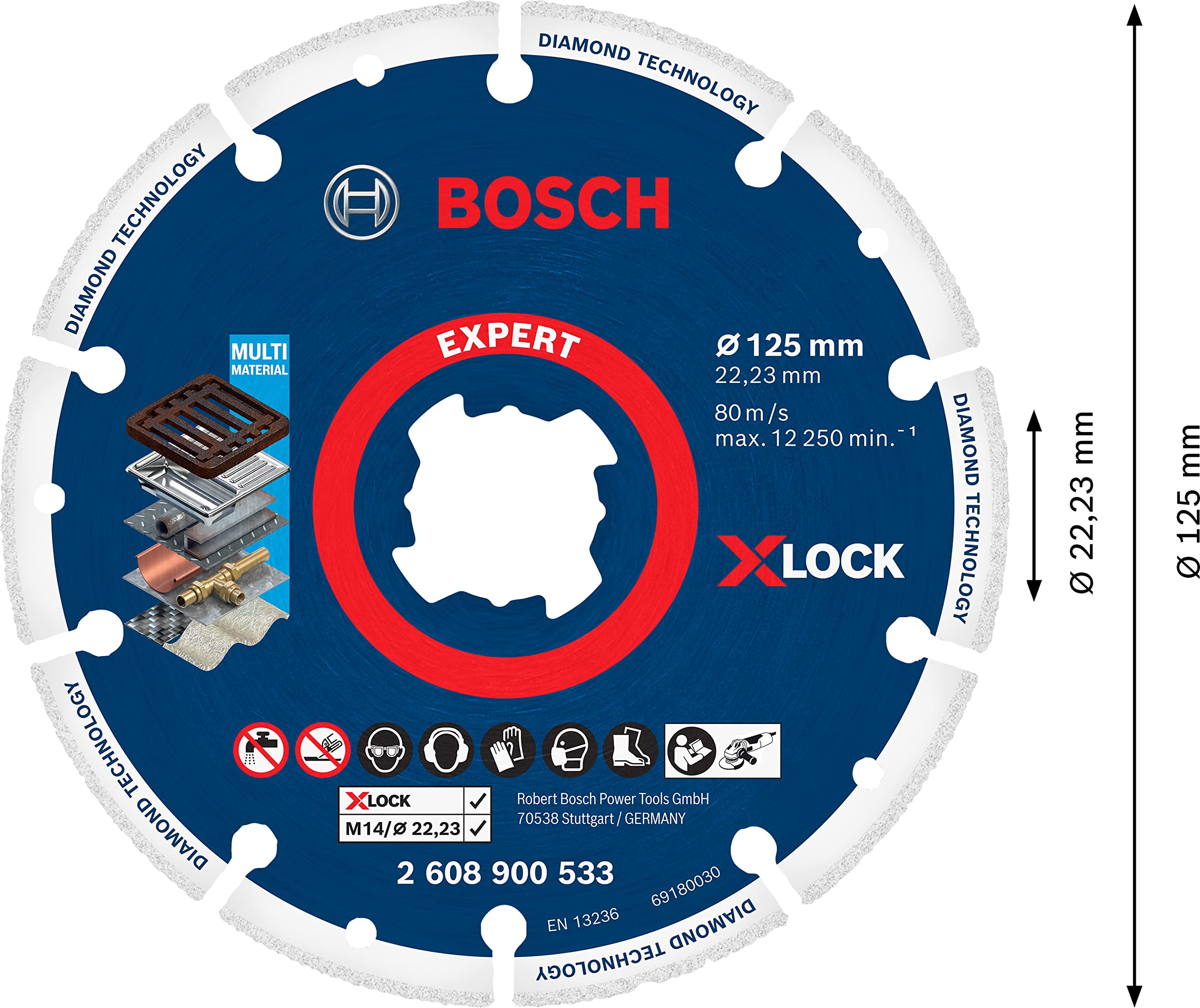 Bosch EXPERT Disque diamant métal X-LOCK 125 mm fonte acier