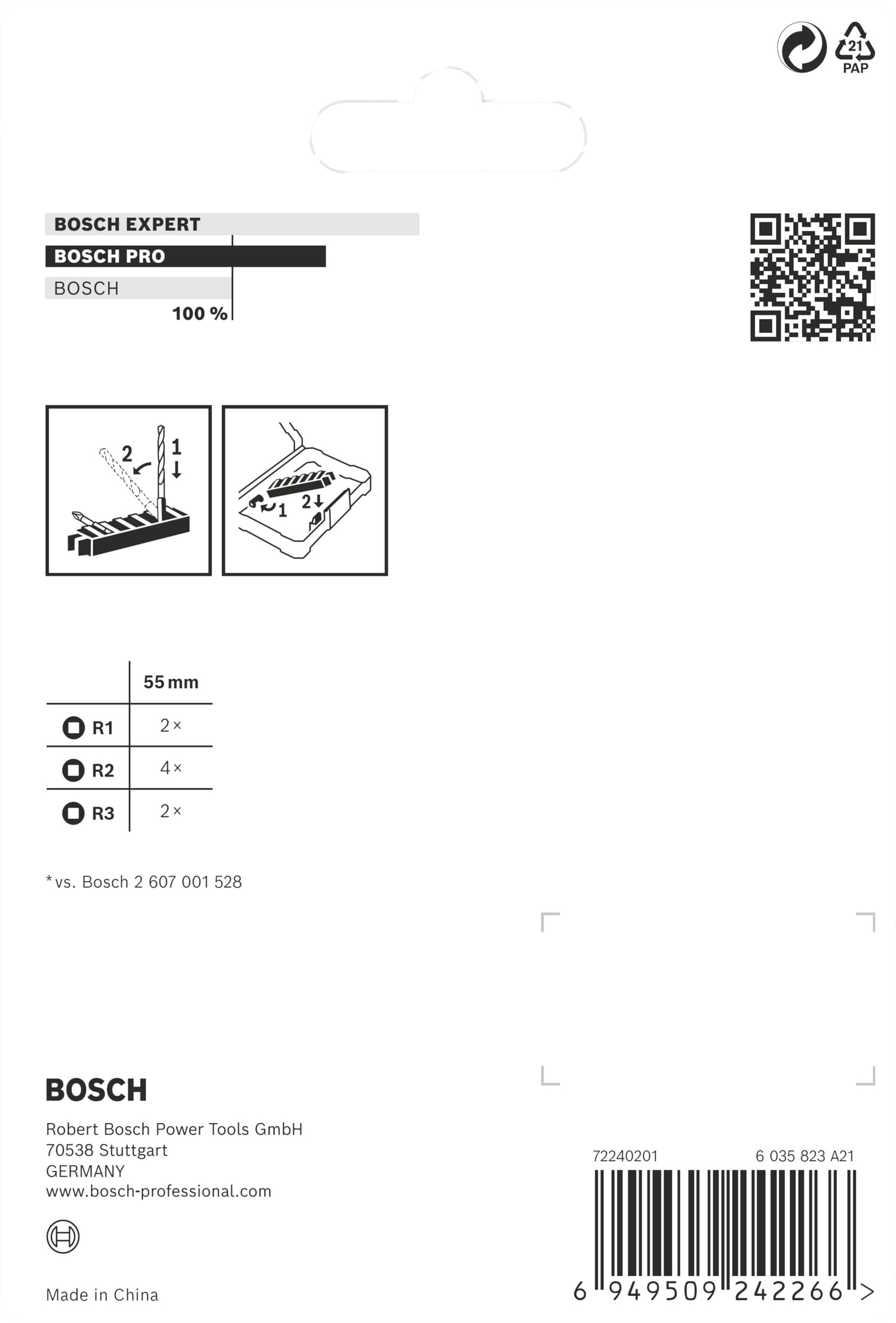 Bosch PRO R Impact Embouts Robertson R1 R2 R3 8 pcs