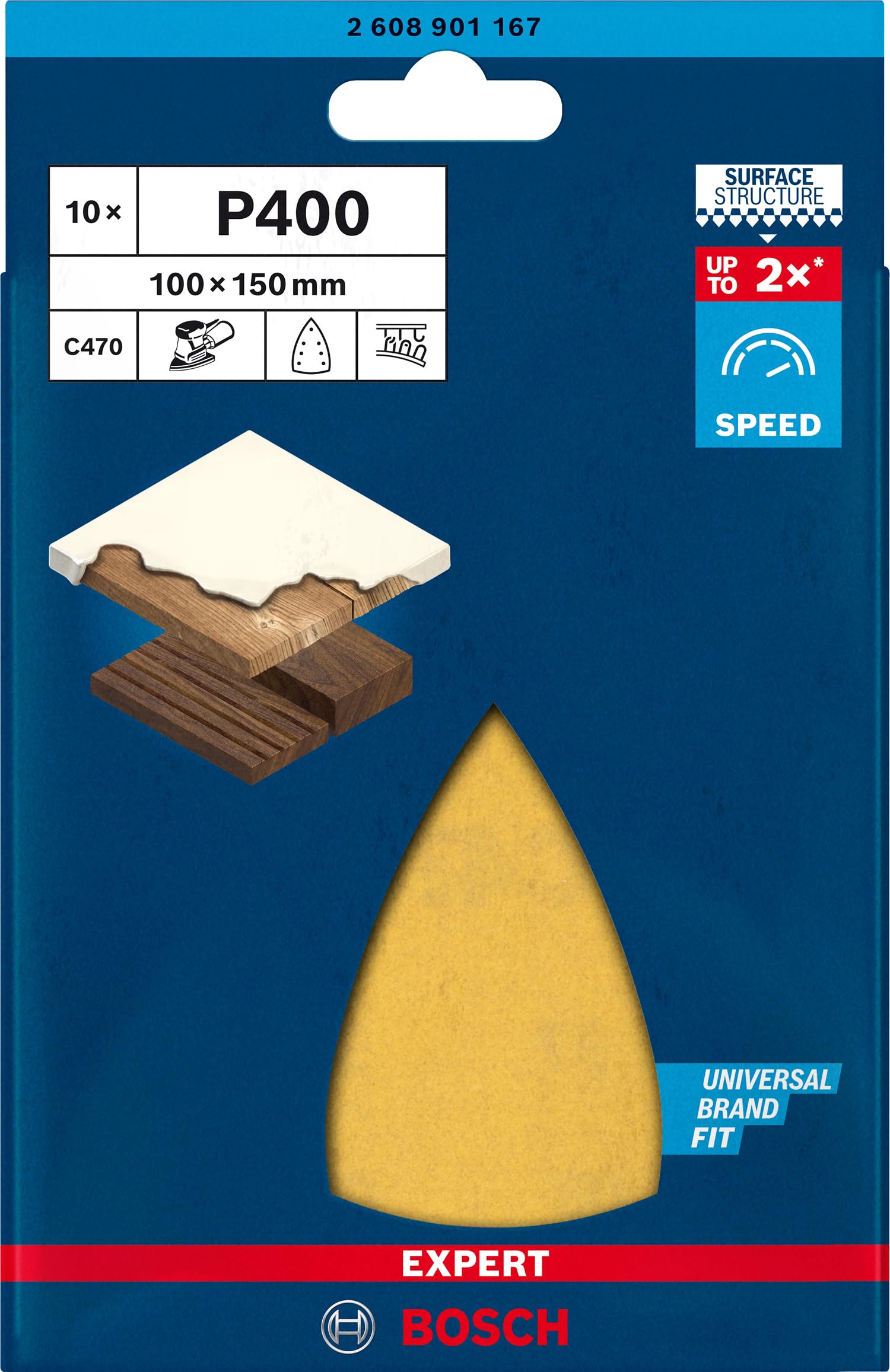Bosch EXPERT C470 abrasif 100x150 G400 10 pièces