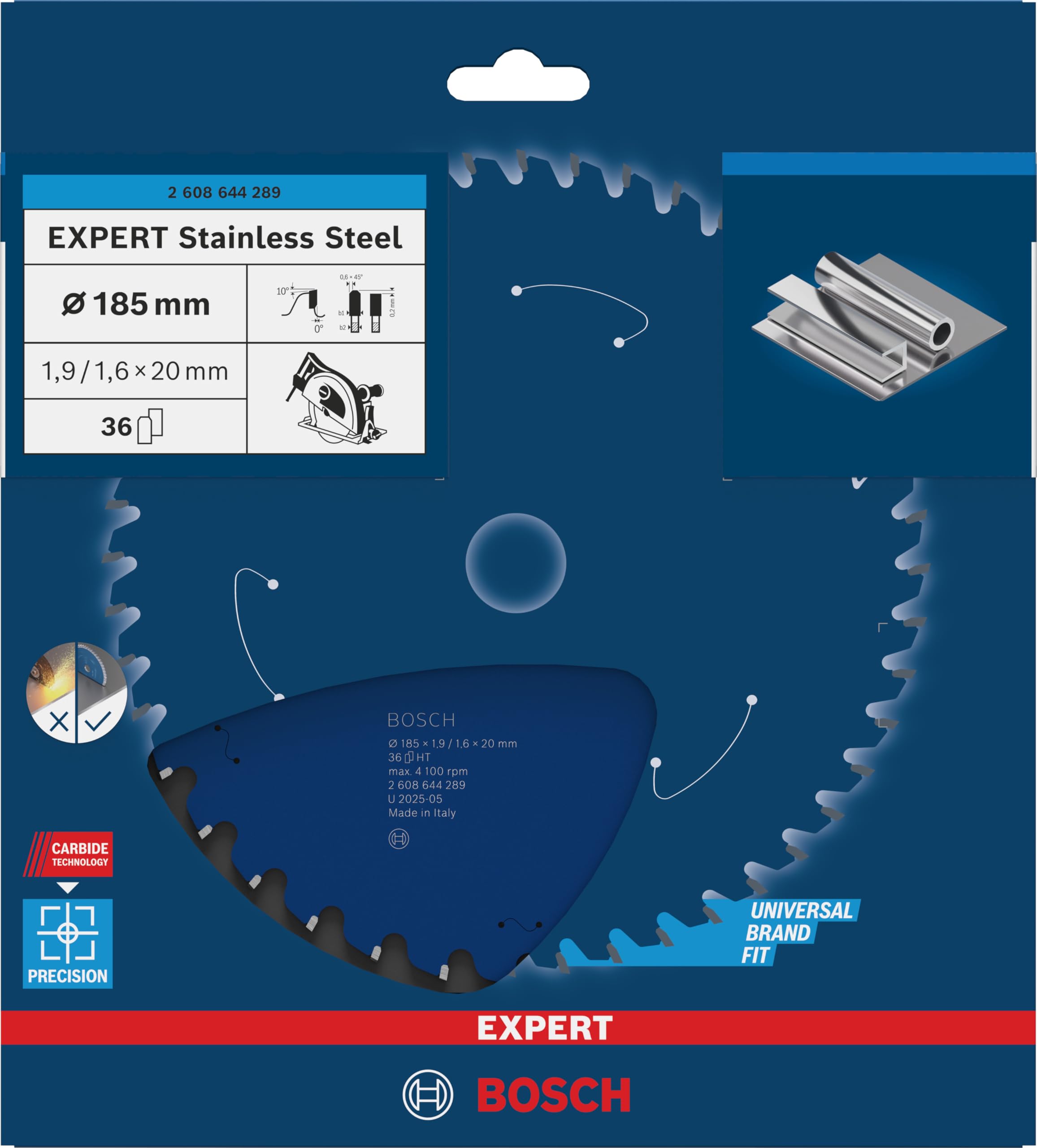 Bosch Expert Stainless Steel lame 185x20 mm T36 inox