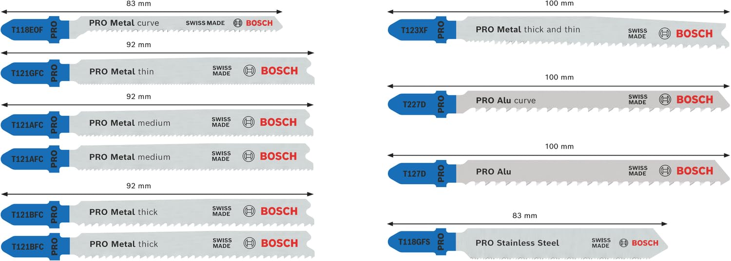 Bosch Pro Metal and Alu kit lames scie sauteuse 10 pcs 92 mm