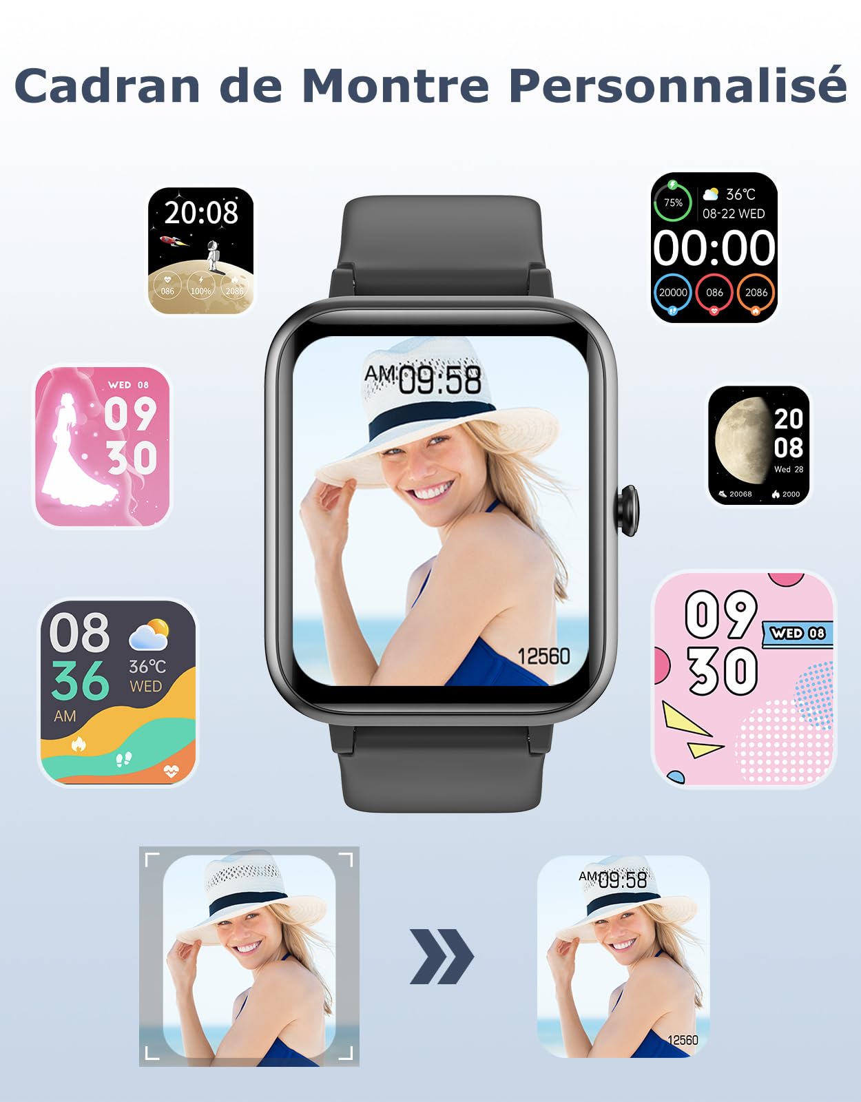 GRV montre connectée sport noire cardio GPS
