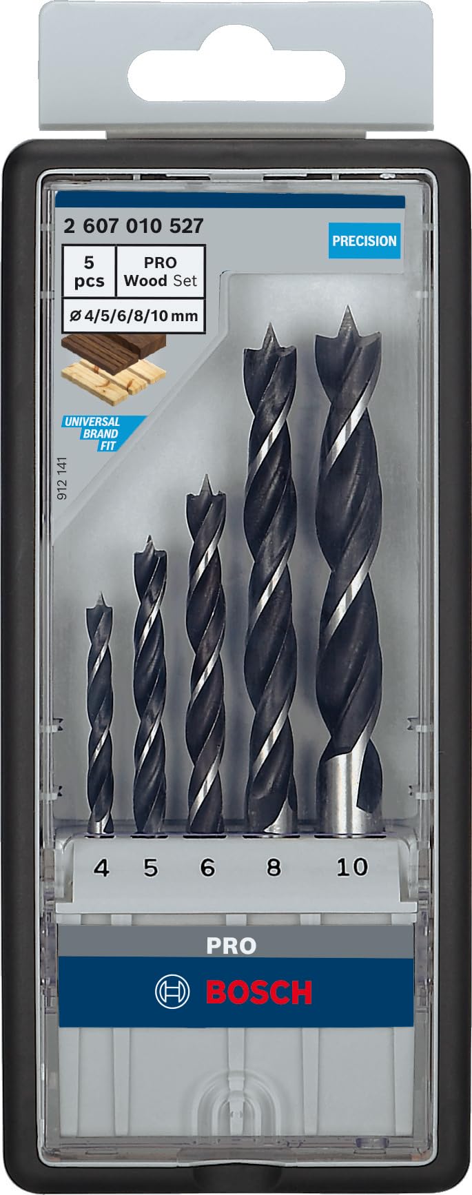 Bosch PRO Wood coffret forets bois hélicoïdal 4-10 mm x5