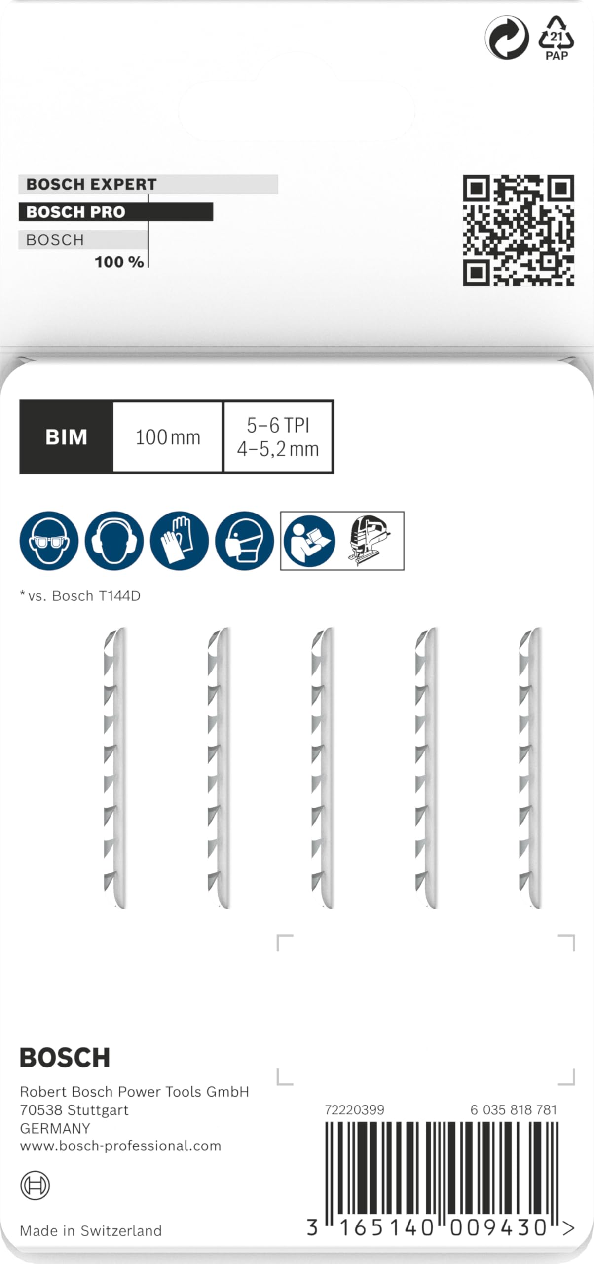 Bosch PRO T144DF lame scie sauteuse bois dur lot 5