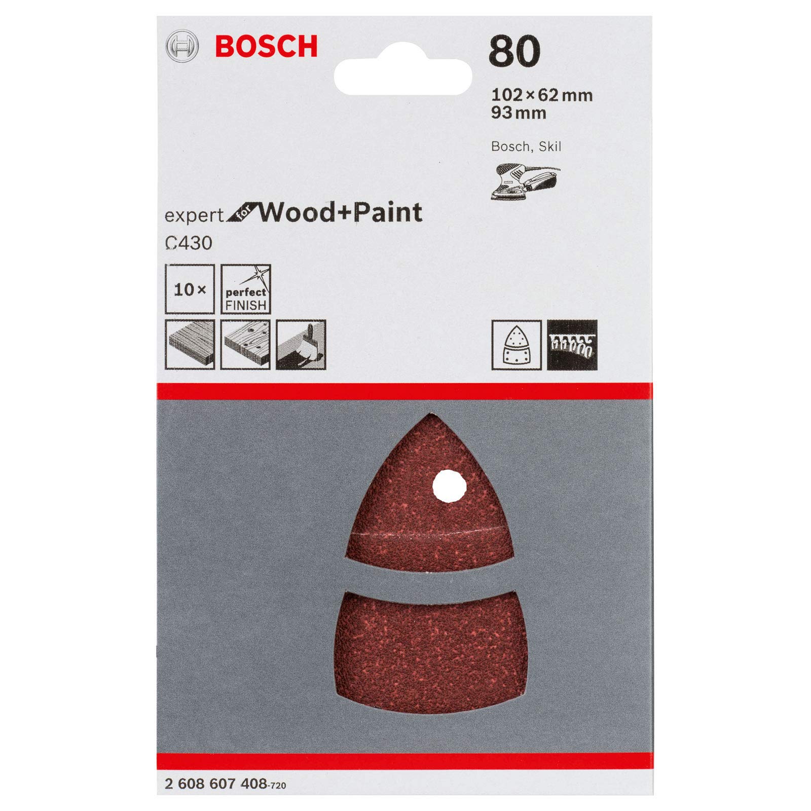 Bosch C430 bande abrasive P180 bois peinture 10 pièces