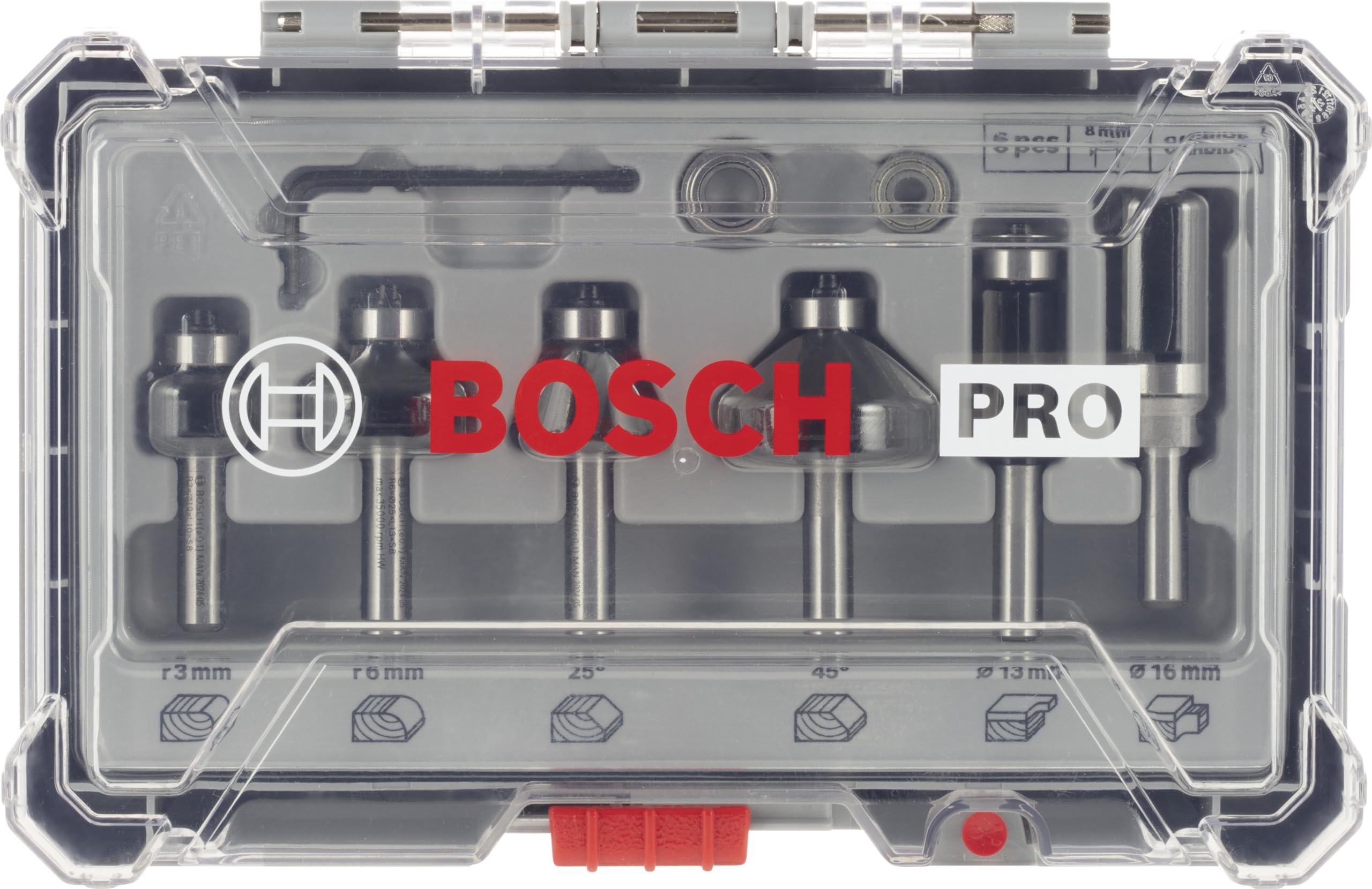 Bosch PRO kit fraises à araser 6 pcs 8 mm