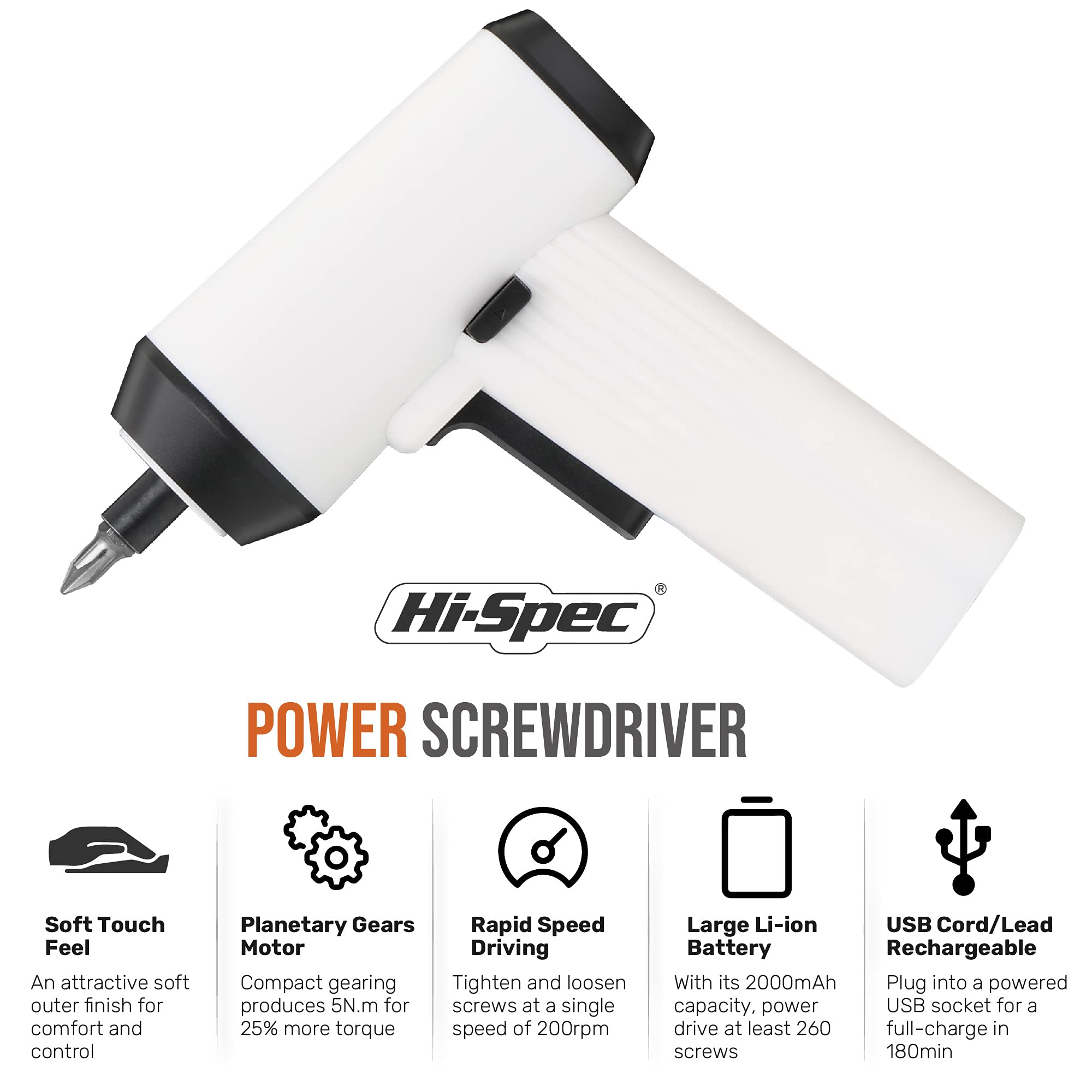 Hi-Spec visseuse sans fil 3,6V 33 embouts USB housse