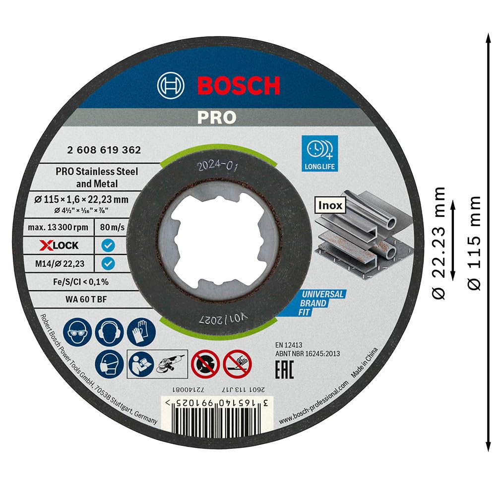Bosch PRO disque à tronçonner inox 115 mm métal