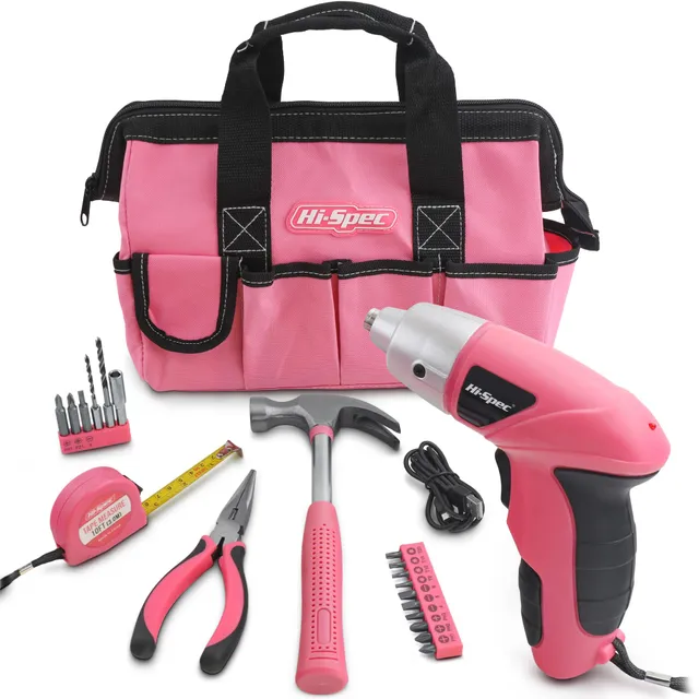 Hi-Spec Tool Kits kit outils rose 34 pièces maison