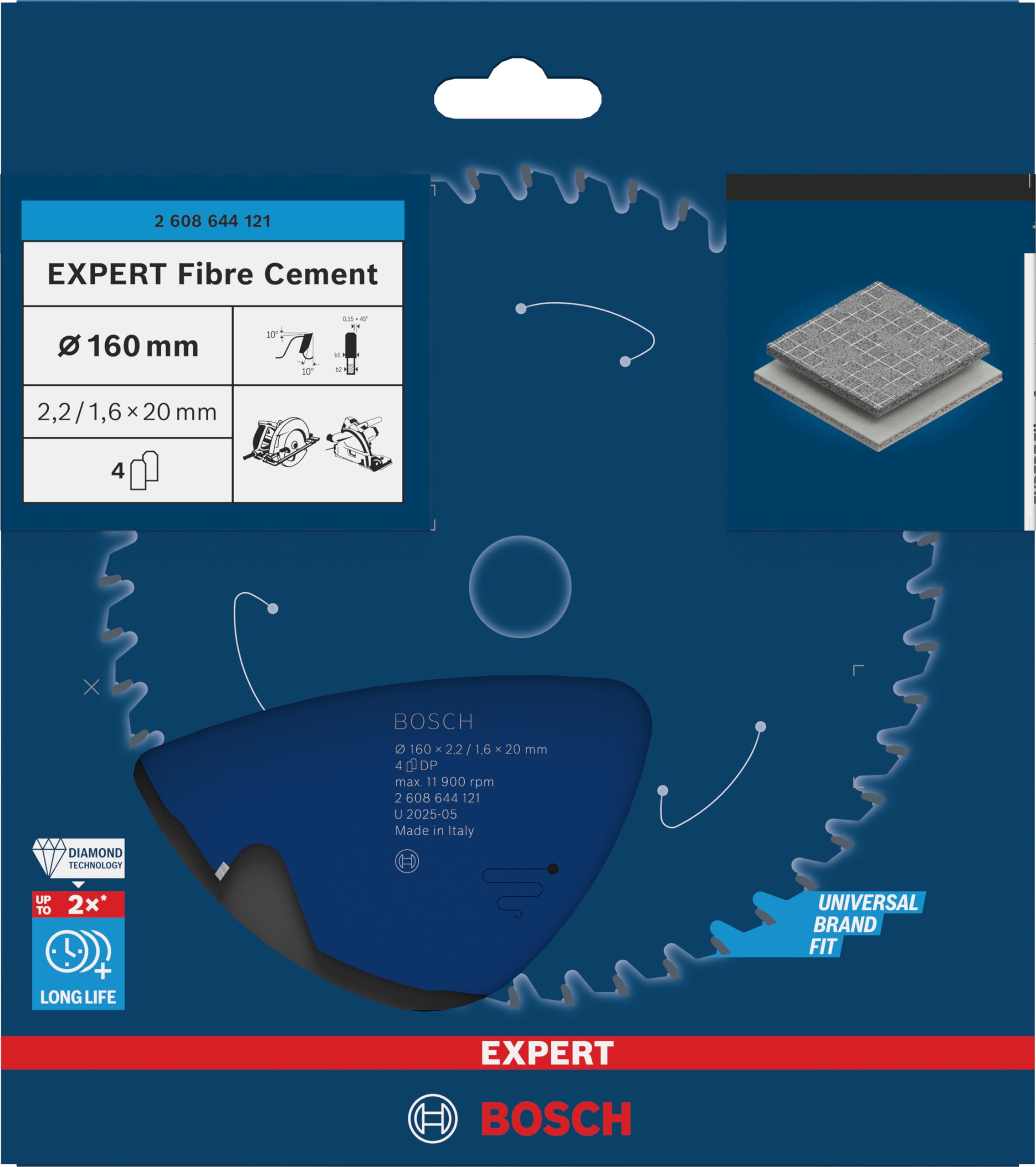 Bosch EXPERT Fibre Cement lame scie circulaire 160 mm PCD