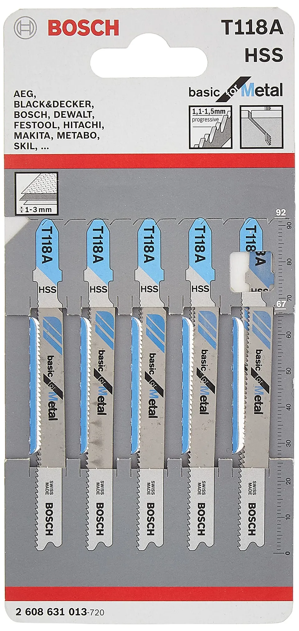 Bosch T 118 AF lame scie sauteuse métal 5 pièces tôle 1-3 mm