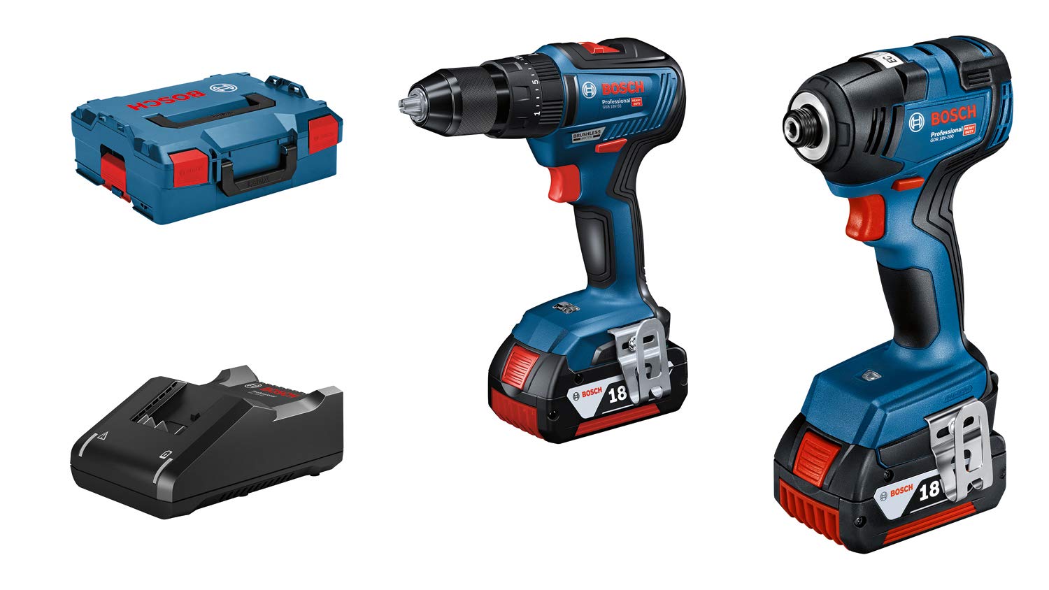 Bosch GDR GSB 18V set visseuses 200+55 Nm 2x4Ah