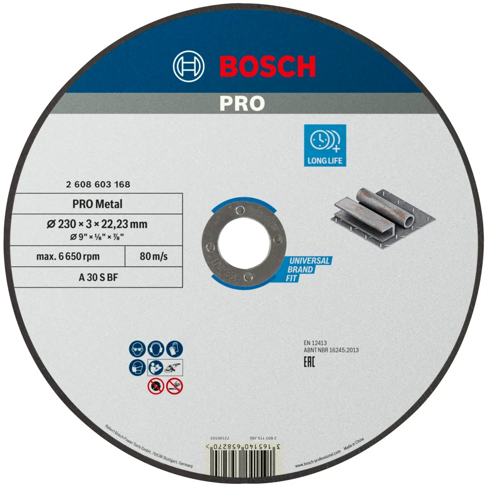 Bosch Disques à tronçonner 2608603168 disque métal 230 mm 3 mm