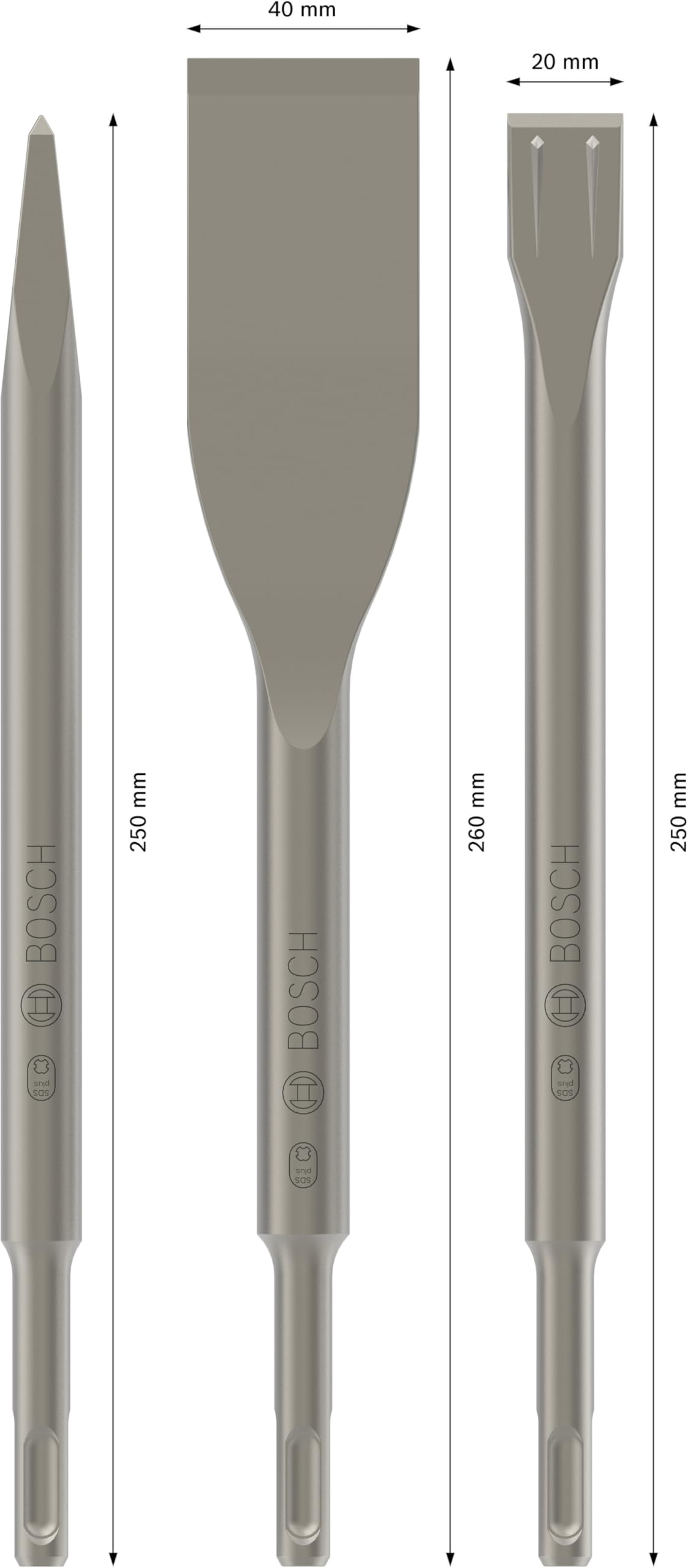 Bosch Burins 2607019159 coffret SDS Plus 3 burins béton carrelage