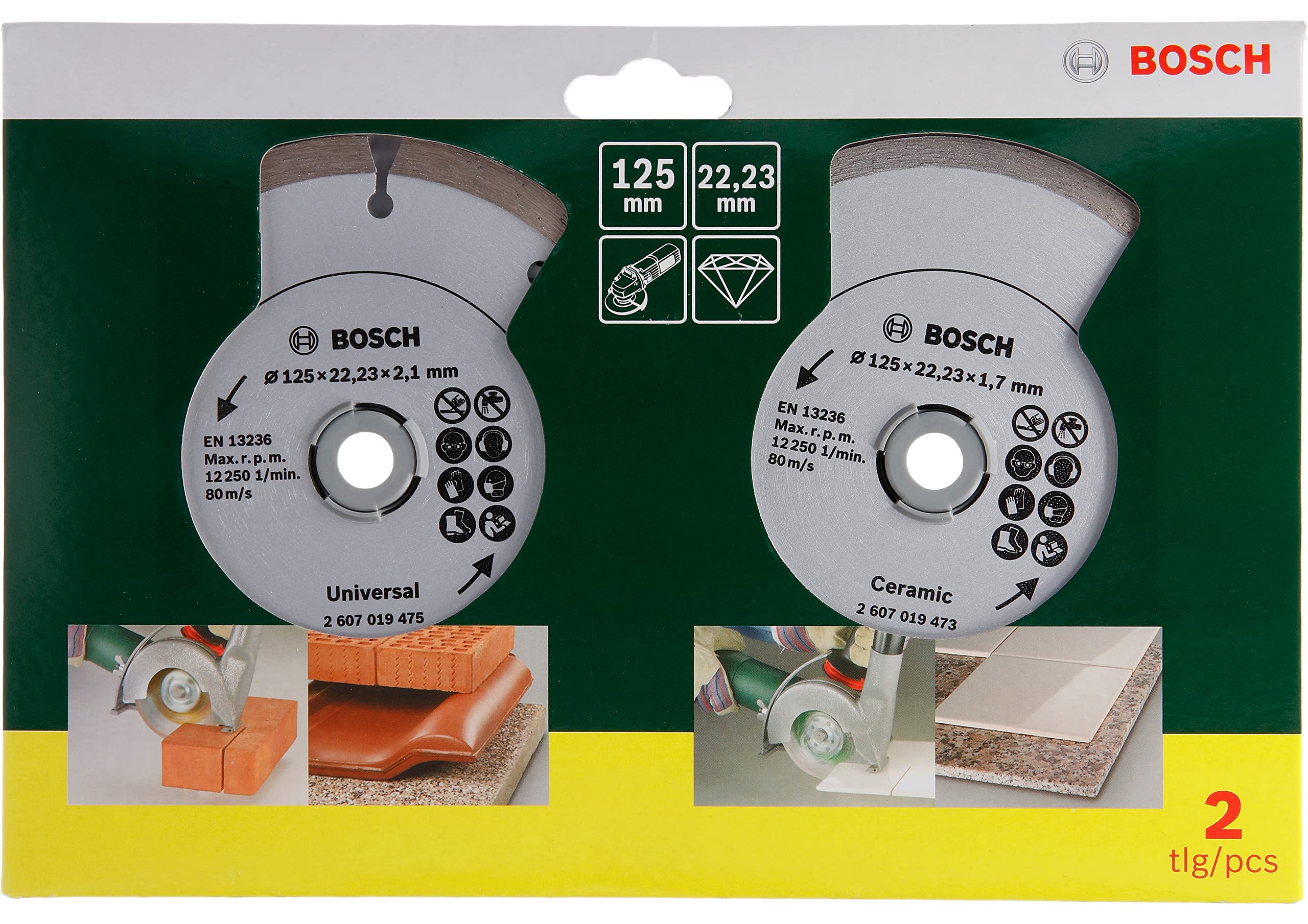 Bosch Diamant 2 disques 125 mm carrelage construction