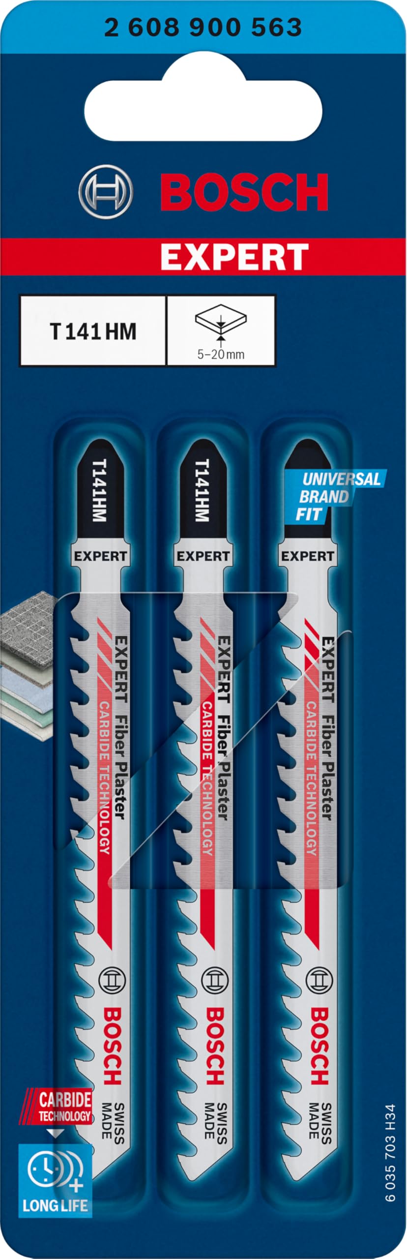 Bosch Expert Fiber Plaster lame scie sauteuse T141HM 3 pcs