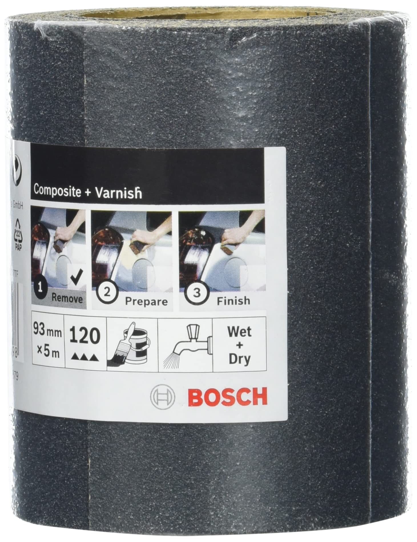 Bosch Rouleau abrasif SiC 93mmx5m P240 pierre verre