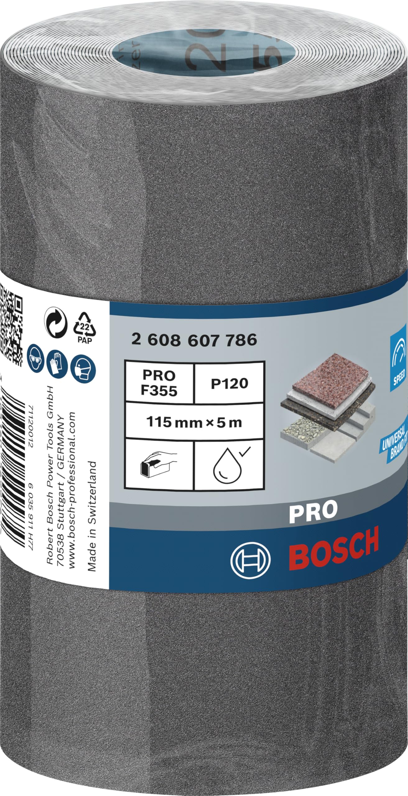 Bosch PRO C355 Rouleau abrasif 93 mm grain 120 5 m