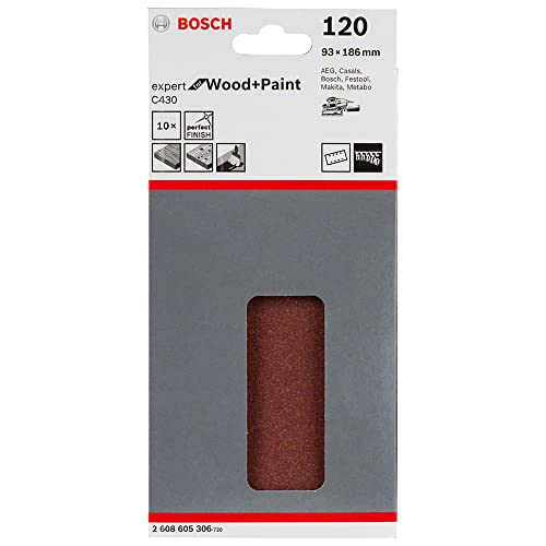Bosch Feuille abrasive 93x186 mm grain 120 8 trous x10