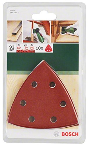 Bosch Set 10 feuilles abrasives delta 93 mm bois