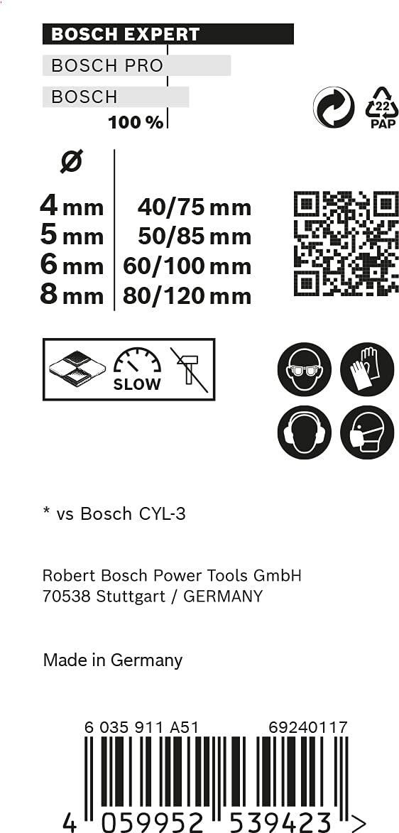 Bosch EXPERT CYL-9 coffret forets béton 4-8 mm 4 pcs