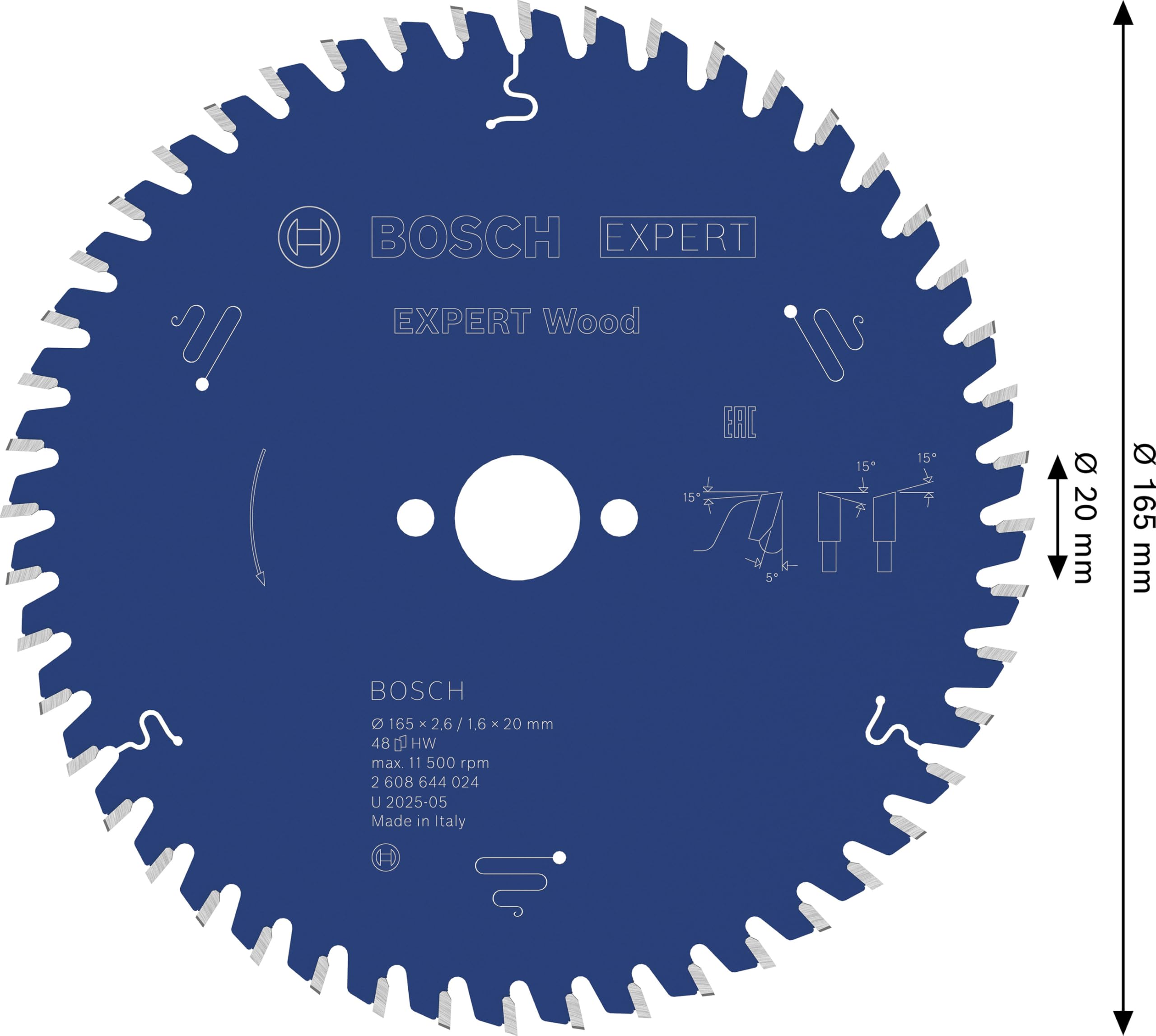 Bosch EXPERT Wood lame scie circulaire 165 mm 48 dents