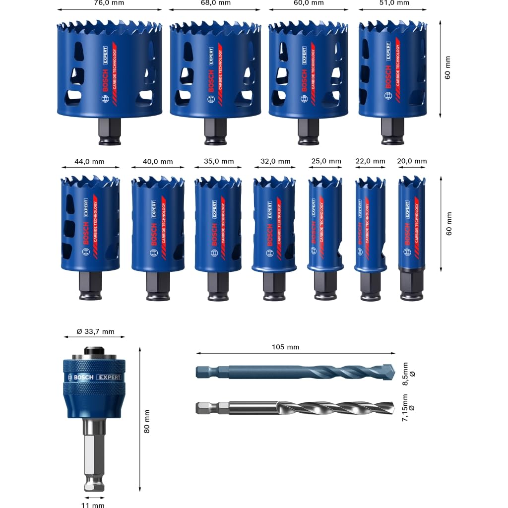 Bosch EXPERT Tough Material coffret scies trépans 20-76 mm