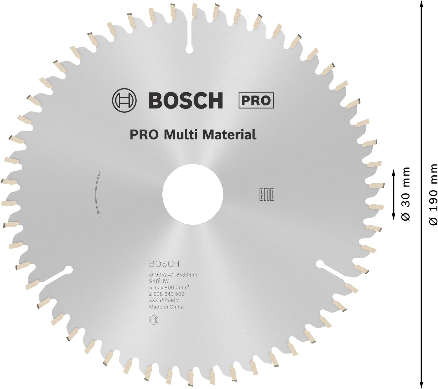 Bosch PRO Multi Material lame circulaire 190x30 mm alu plastique