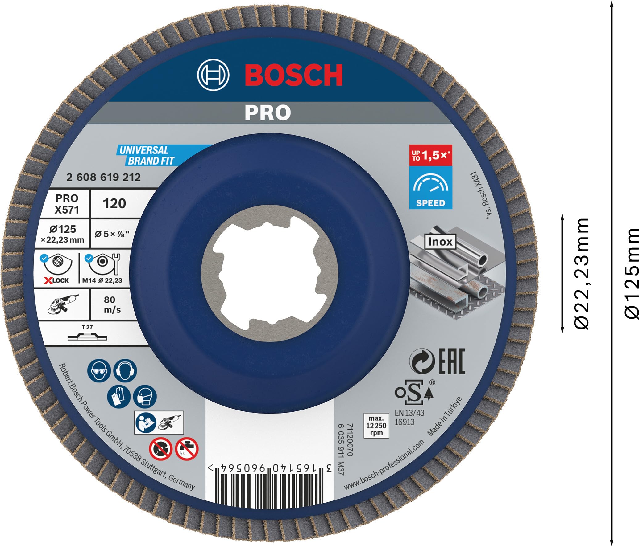 Bosch PRO X571 Plateau à lamelles 125 mm grain 120