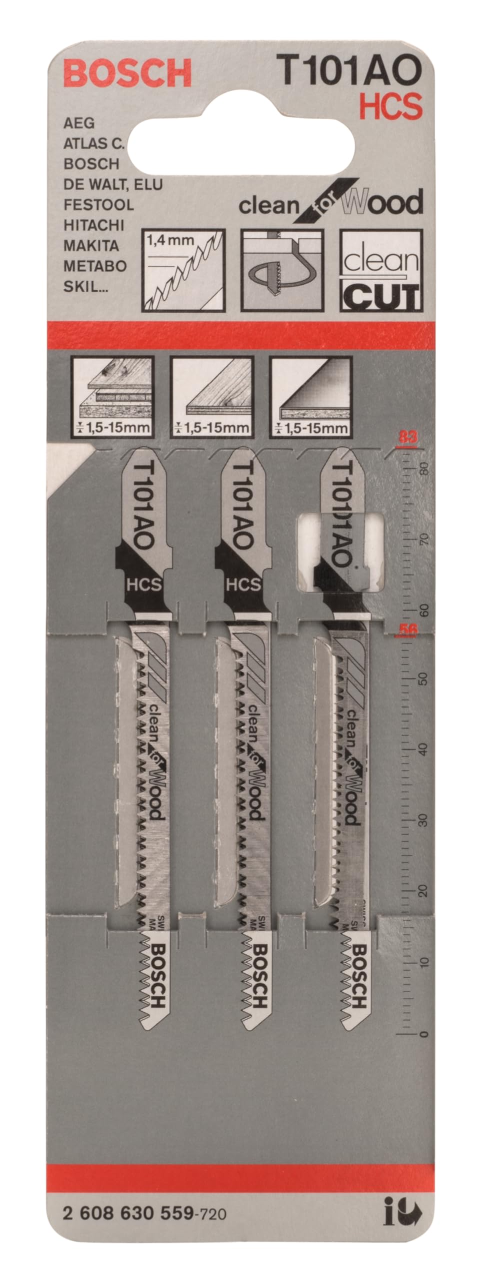 Bosch T 101 AO Lame scie sauteuse bois lot 3 coupe nette
