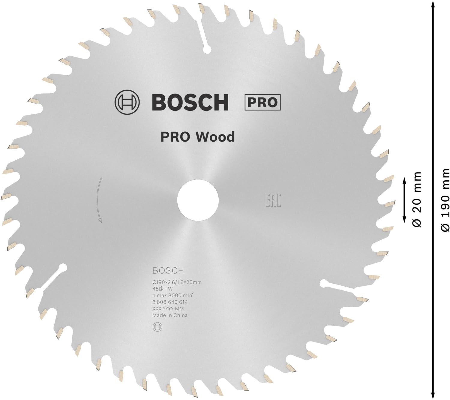 Bosch PRO Wood lame scie circulaire 190 mm 48 dents