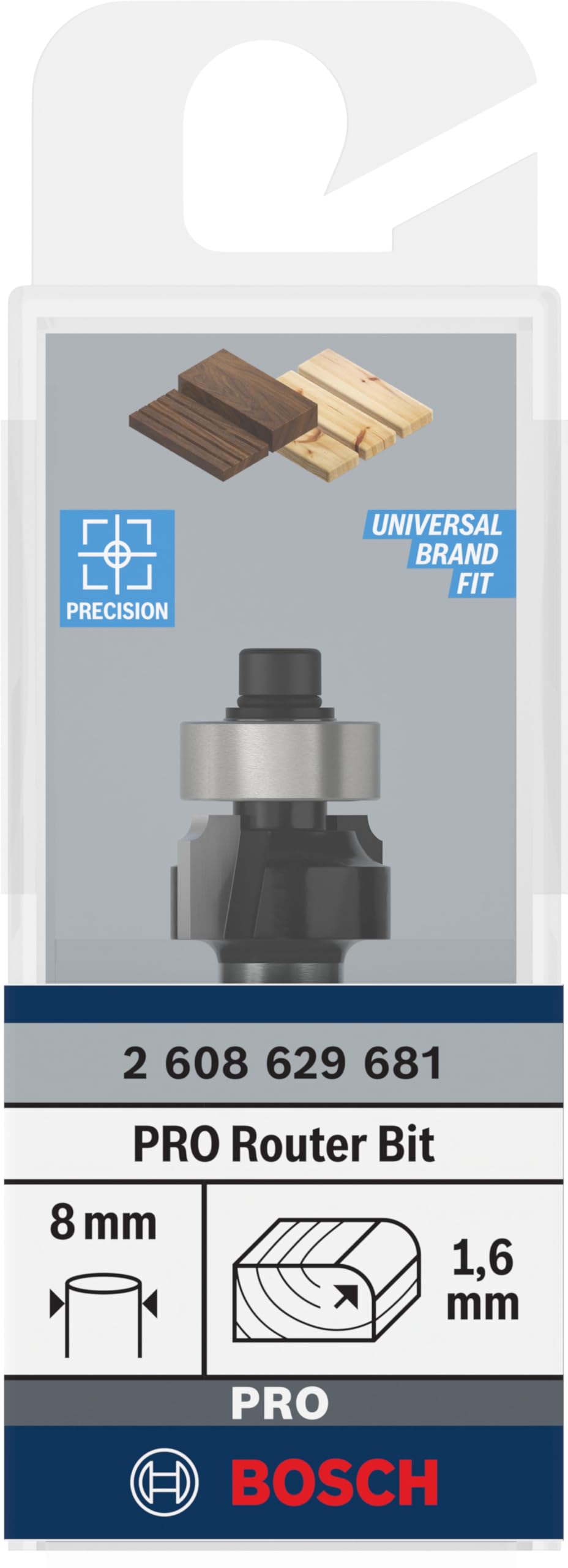 Bosch PRO fraise à arrondir R1,6 queue 8mm bois