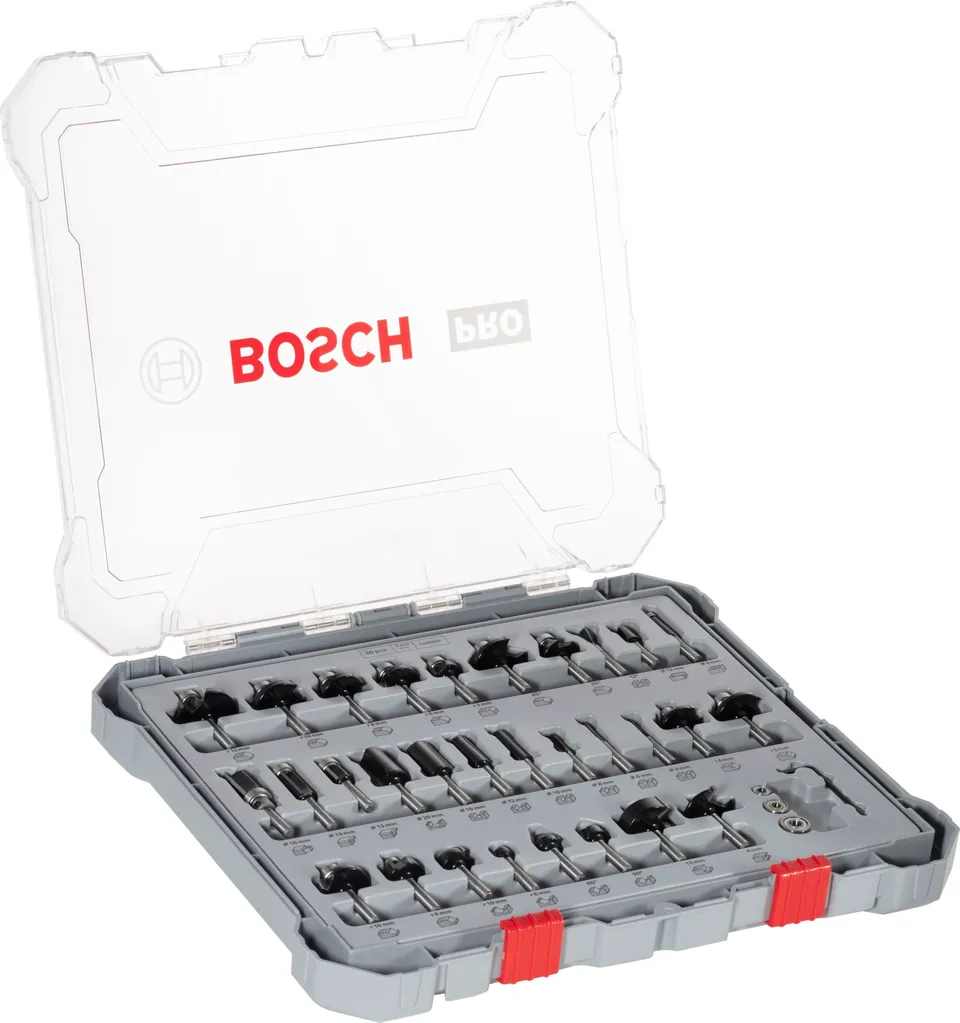 Bosch PRO kit fraises mixtes 30 pièces queue 6 mm bois