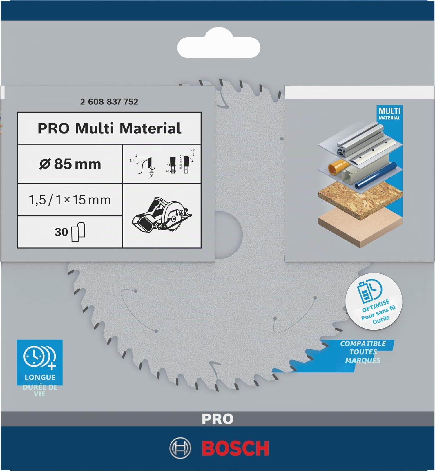 Bosch Standard Multi Material lame scie circulaire 85 mm 30 dents
